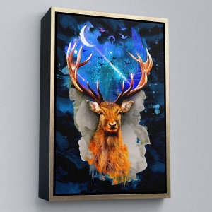 Çerçeveli Geyiğin Galaxisi Modern Sanat Duvar Tablosu-5997