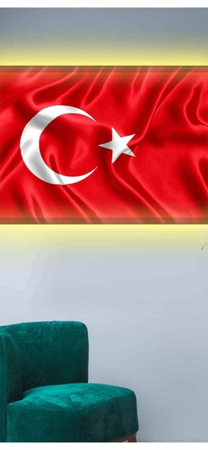 DALGALI BAYRAK LEDLİ KANVAS TABLO
