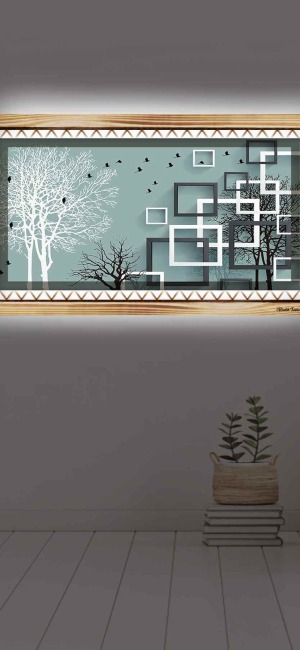 MODERN YAPAY ZEKA RUSTİK LEDLİ TABLO