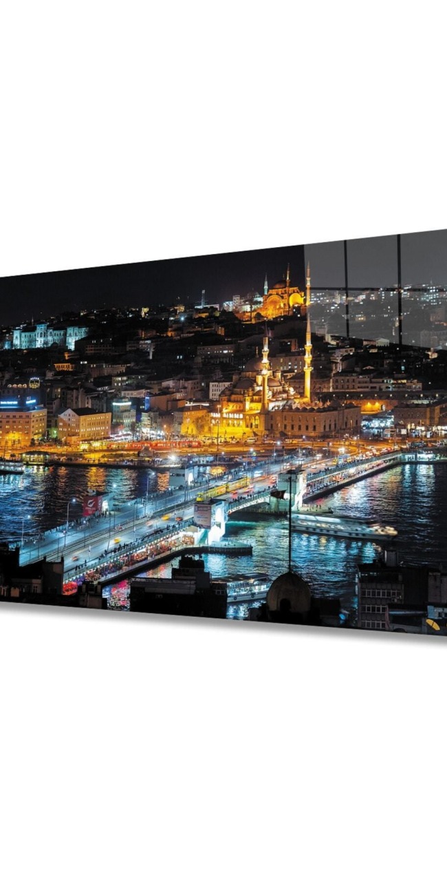 İstanbul Gece Manzarası 4mm Dayanıklı Cam Tablo Temperli Cam
