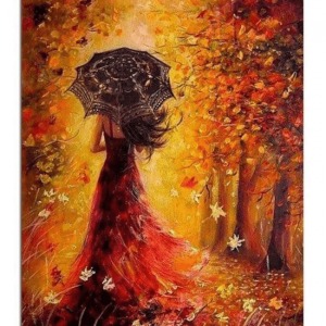  Güz Güzeli Sayılarla Boyama Seti Kasnaklı  40 x 50