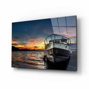 Deniz Gemi Manzara Cam Tablo 4mm Dayanıklı Temperli Cam