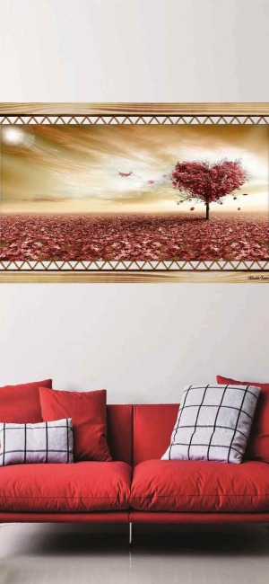 KIRMIZI KALPLİ AĞAÇ RUSTİK  TABLO