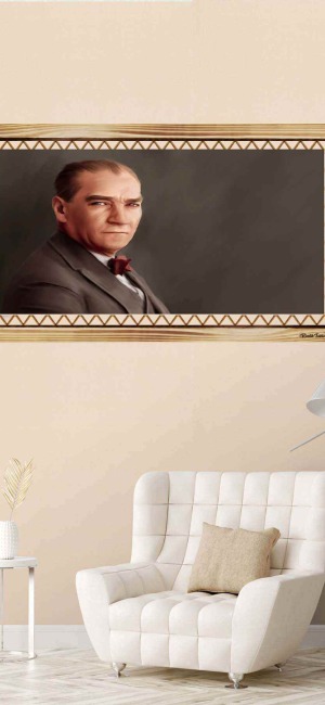 DEKORATİF ATATÜRK RUSTİK  TABLO