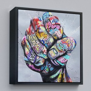 Çerçeveli Sokak Graffiti Duvar Sanatı Kanvas Tablo, Banksy Renkli Graffiti Pop Art-5338