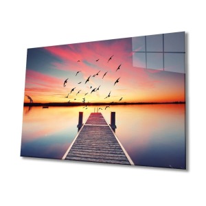 Günbatımı Deniz 4mm Dayanıklı Cam Tablo Temperli Cam