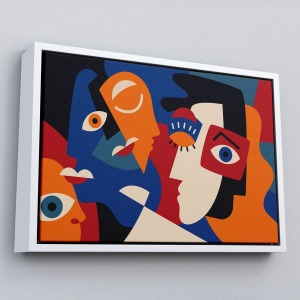 Çerçeveli Picasso Tarzı Soyut İnsan Yüzleri Kanvas Duvar Tablosu-1195