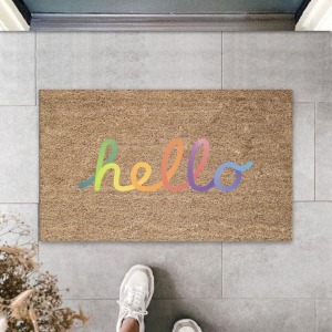 Bej Kapı Önü Paspası Hello Desen Ps954