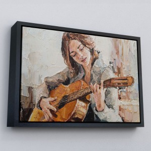 Çerçeveli Gitar Çalan Kız Duvar Tablosu-1241