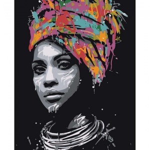  Afrikalı Güzel 1 Sayılarla Boyama Seti Kasnaklı  40 x 50