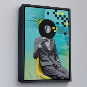 Çerçeveli Plak Kafalı Adam Pop Art Tablosu-7877