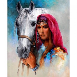 Köylü Güzeli 2 Sayılarla Boyama Seti Kasnaklı  40 x 50