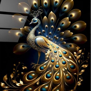 Tavus Kuşu Cam Tablo 35x50