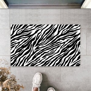 Iç Ve Dış Mekan Siyah Kapı Önü Paspası Zebra Desen Paspas