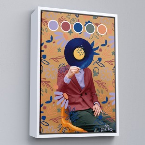 Çerçeveli Sansalyede Oturan Adam Pop Art Tablo-7978