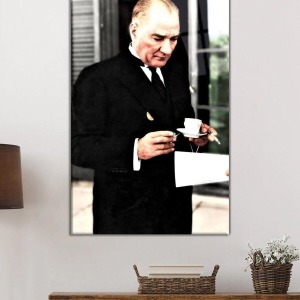 Mustafa Kemal Atatürk Portresi Cam Tablo, Darbelere Dayanıklı Kırılmaz Temperli