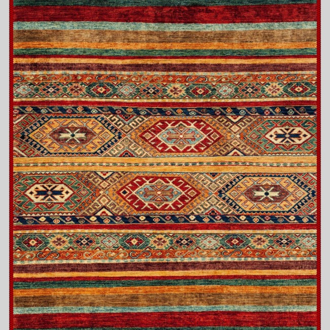 Vintage Desenli Halı, Pamuk Dokuma Pamuklu Taban Dekoratif Halı Kilim 74