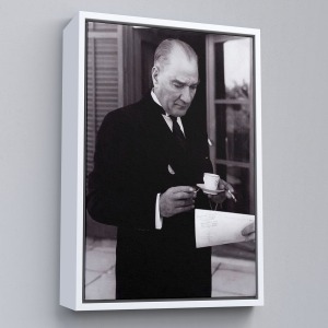 Çerçeveli Atatürk Portre Tablosu Mustafa Kemal Atatürk Dikdörtgen Dekoratif Kanvas Tablo-141