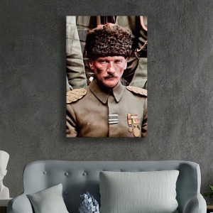 Mustafa Kemal Atatürk Portresi Cam Tablo, Darbelere Dayanıklı Kırılmaz Temperli