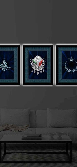 HİLAL TUĞRA BESMELE SET 3LÜ LED IŞIKLI KANVAS TABLO