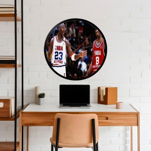 İkonik Spor Fotoğrafları Yuvarlak Kanvas Duvar Saati 320