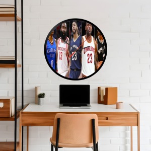 İkonik Spor Fotoğrafları Yuvarlak Kanvas Duvar Saati 39