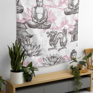 Bohem,Yoga, Meditasyon,Burçlar ve Mandala Temalı,  Duvar Örtüsü 58