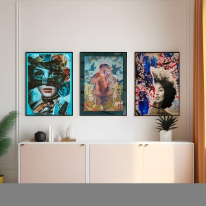 Çerçeveli Pop Art Soyut Kadın Tablosu-7875