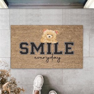 Bej Kapı Önü Paspası Smile Everyday Ayıcık Desen Ps889