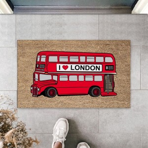 Çok Amaçlı Dijital I Love London Otobüsü Kırmızı Kapı Paspası Dış Mekan Paspas