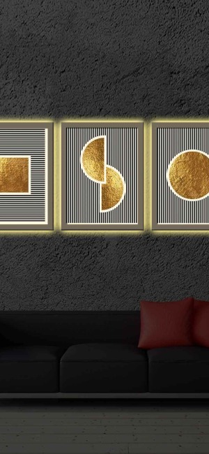 DEKORATİF ŞIK 3LÜ LED IŞIKLI KANVAS TABLO