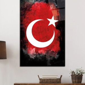 Ay ve Yıldız Türk Bayrağı Cam Tablo, Darbelere Dayanıklı Kırılmaz Temperli