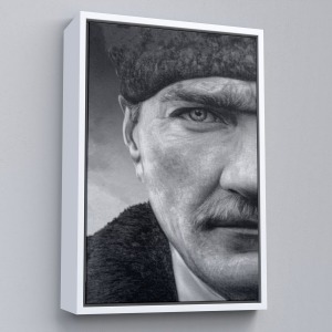 Çerçeveli Mustafa Kemal Atatürk Siyah Beyaz Tablosu-6303