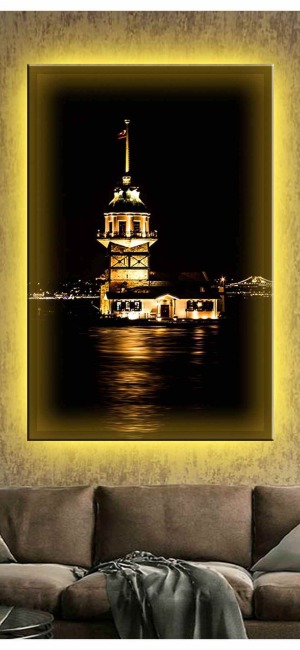ZAİF KIZ KULESİ LEDLİ KANVAS TABLO