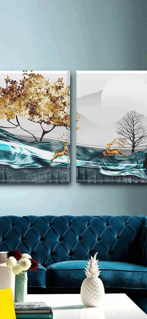 EN MODA GEYİKLİ SANATSAL İKİLİ TABLO