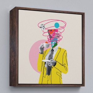 Çerçeveli Çizgi Roman Kahramanı Kahvesini Yudumluyor Pop Art Kanvas Tablo-5066