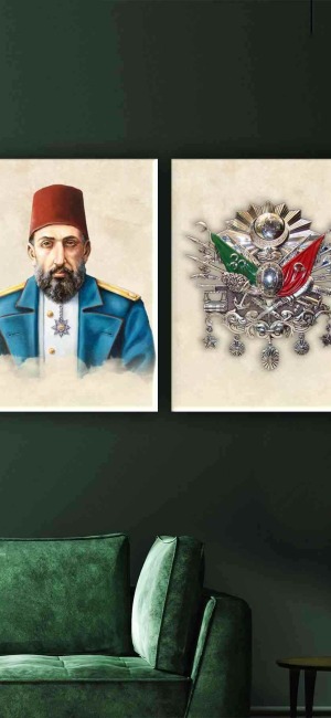 ABDULHAMİD HAN HZ. VE OSMANLI TUĞRASI İKİLİ TABLO