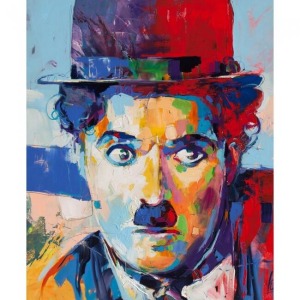  Renkli Charlie Chaplin Sayılarla Boyama Seti Kasnaklı  40 x 50
