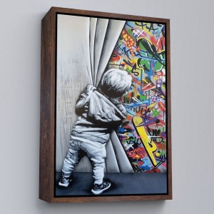 Çerçeveli Bansky Tarzı Sokak Sanatı Dekoratif Duvar Tablosu -6168
