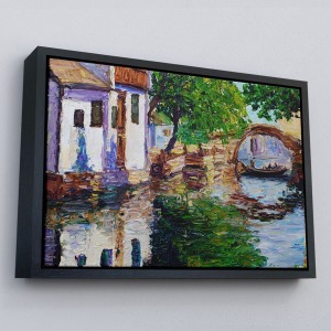 Çerçeveli Yağlıboya Kanal Manzarası Dekoratif Kanvas Duvar Tablosu-3765
