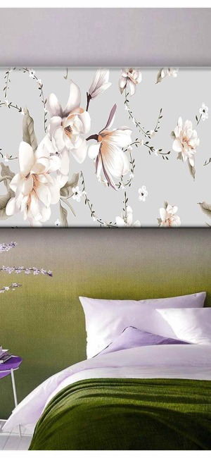 SOFT YAPRAKLAR VE ÇİÇEKLER KANVAS TABLO