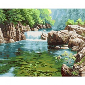  Şelale Sayılarla Boyama Seti  Kasnaklı  40 x 50