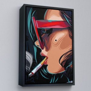 Çerçeveli Sigara İçen Pop Art Kadın Tablosu-7929