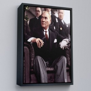 Çerçeveli Atatürk Portre Tablosu Mustafa Kemal Atatürk Dikdörtgen Dekoratif Kanvas Tablo-58