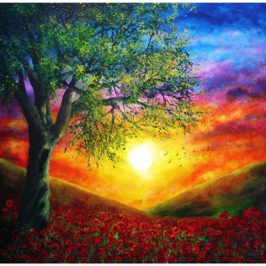  Gün Batımı ve Doğa Sayılarla Boyama Seti  Kasnaklı  40 x 50