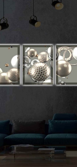 MODA GÜMÜŞ TOPLAR 3LÜ KANVAS TABLO