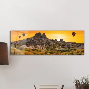 Kapadokya ve Uçan Balonlar Panorama Cam Tablo, Darbelere Dayanıklı Kırılmaz Temperli