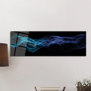 Geometrik Çizgi Dalgası Panorama Cam Tablo, Darbelere Dayanıklı Kırılmaz Temperli