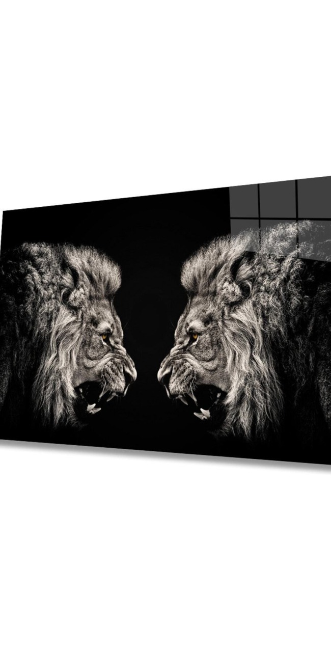 Aslan Hayvan Cam Tablo 4mm Dayanıklı Temperli Cam