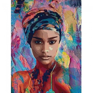  Afrikalı Güzel 6 Sayılarla Boyama Seti Kasnaklı  40 x 50